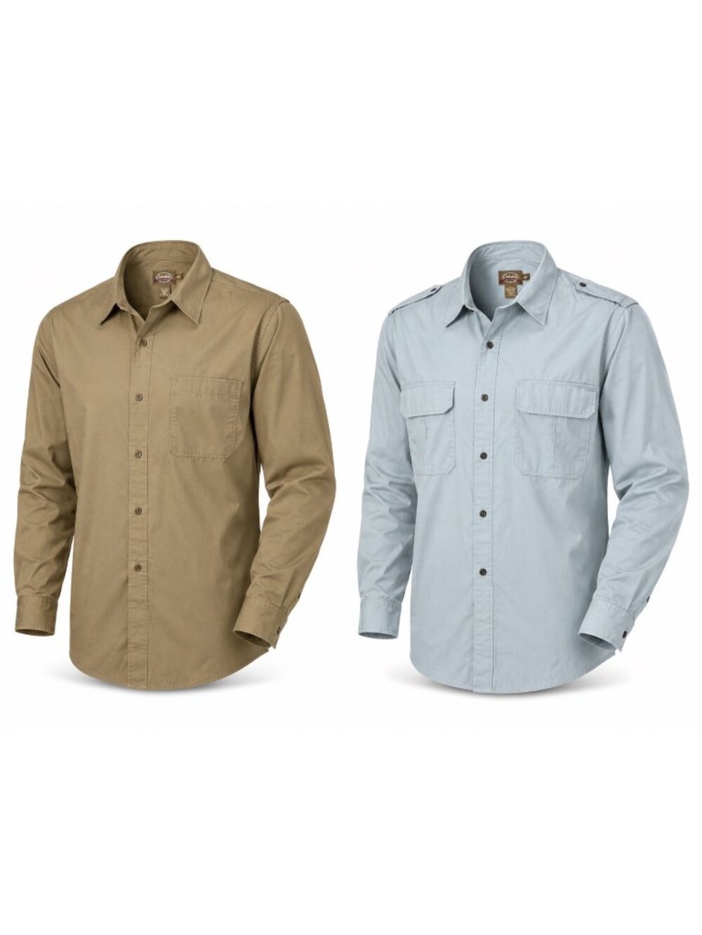 Lot 2 Cabelas Safari Series Mens XXL Long Sleeve Outdoor Shirts Blue &  Khaki